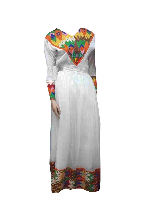 ረዘም ያለ የሀበሻ ቀሚስ  Ethiopian Traditional Long Dress