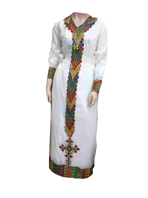 ረዘም ያለ የሀበሻ ቀሚስ  Ethiopian Traditional Long Dress