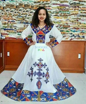 ረዘም ያለ የሀበሻ ቀሚስ  Ethiopian Traditional Long Dress