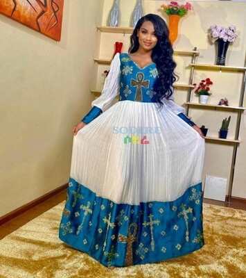 ረዘም ያለ የሀበሻ ቀሚስ  Ethiopian Traditional Long Dress