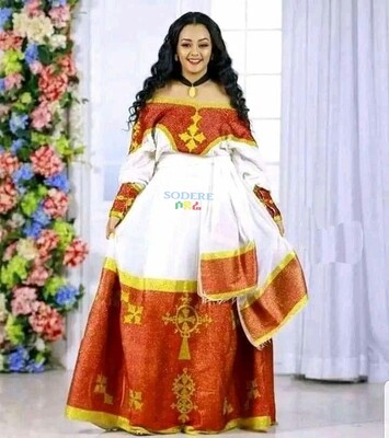 ረዘም ያለ የሀበሻ ቀሚስ  Ethiopian Traditional Long Dress