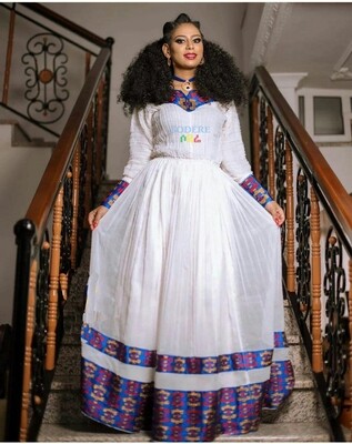 ረዘም ያለ የሀበሻ ቀሚስ  Ethiopian Traditional Long Dress