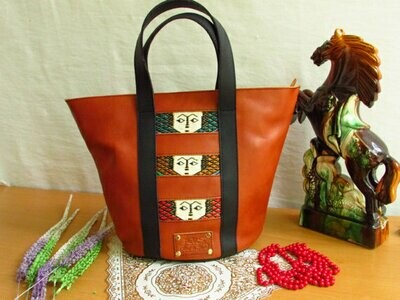 Brown Leather Women Shopping Bag -Mini Shopping Bag