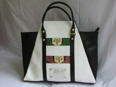 Black and White Leather Bag -White Leather Handbag