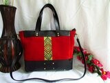 Red Suede Leather Handbag -Red Women Tote