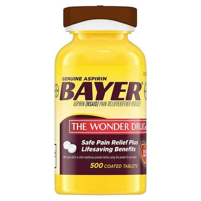 አስፕሪን Aspirin 325 mg. 500 Coated Tablets by Bayer