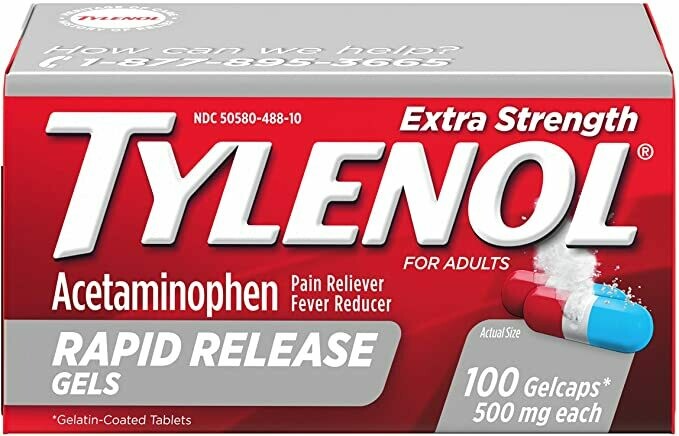 ታይለኖል Tylenol Extra Strength, 225 Rapid Release Gelcaps