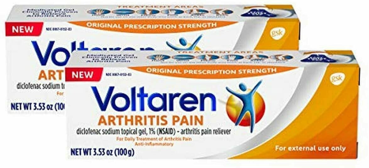 ቮልታርን Voltaren Arthritis Pain Gel for Topical Arthritis Pain Relief - 3.5 oz/100 g Tubes (Pack of 2)