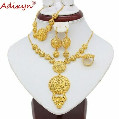 Jewelry-Set Ethiopian Bracelet/ring Eritrea/india Gift Gold-Color Women Adixyn Round