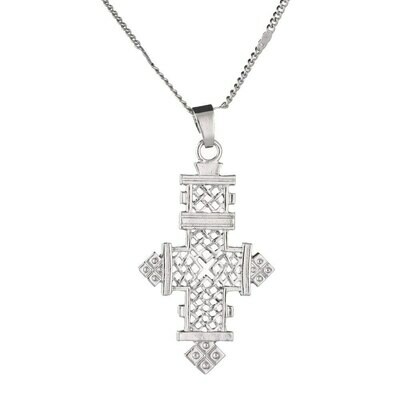 Cross Pendant Necklace Jewelry Chain Ethiopian Silver-Color Women Trendy Gifts