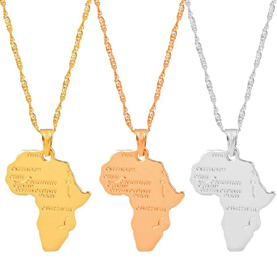Pendant Necklace Ethiopian-Jewelry Hiphop-Item Africa-Map Anniyo Wholesale Women Silver-Color/gold-Color