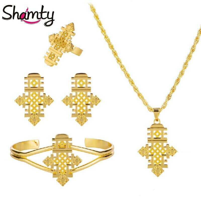 Jewelry-Sets Eritrea Habesha-Style Kenya Hot-Ethiopian Shamty Coptic Gold-Color Crosses