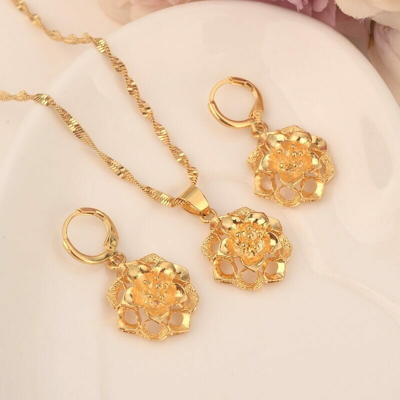 Earrings Jewelry-Sets Necklace Flower-Ethiopian Bridals Habesha Eritrea Gift Pendnat