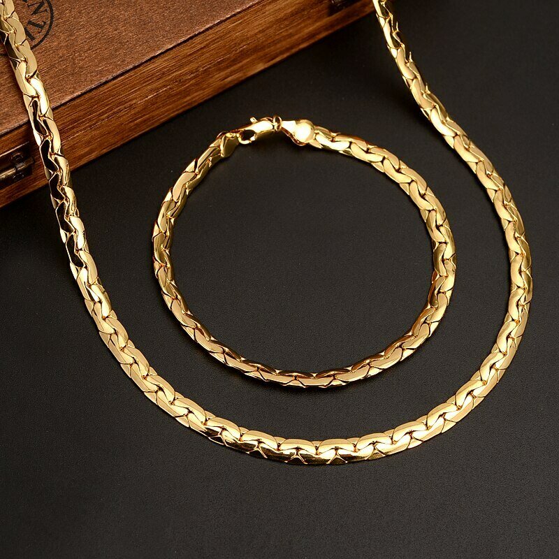Jewelry Necklace Bracelet Ethiopian Cuban-Chain Wholesale Bangrui Trendy Men 7mm-Width