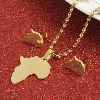 Pendant Necklace Jewelry Earrings Africa-Map Women for Wholesale Hiphop-Item