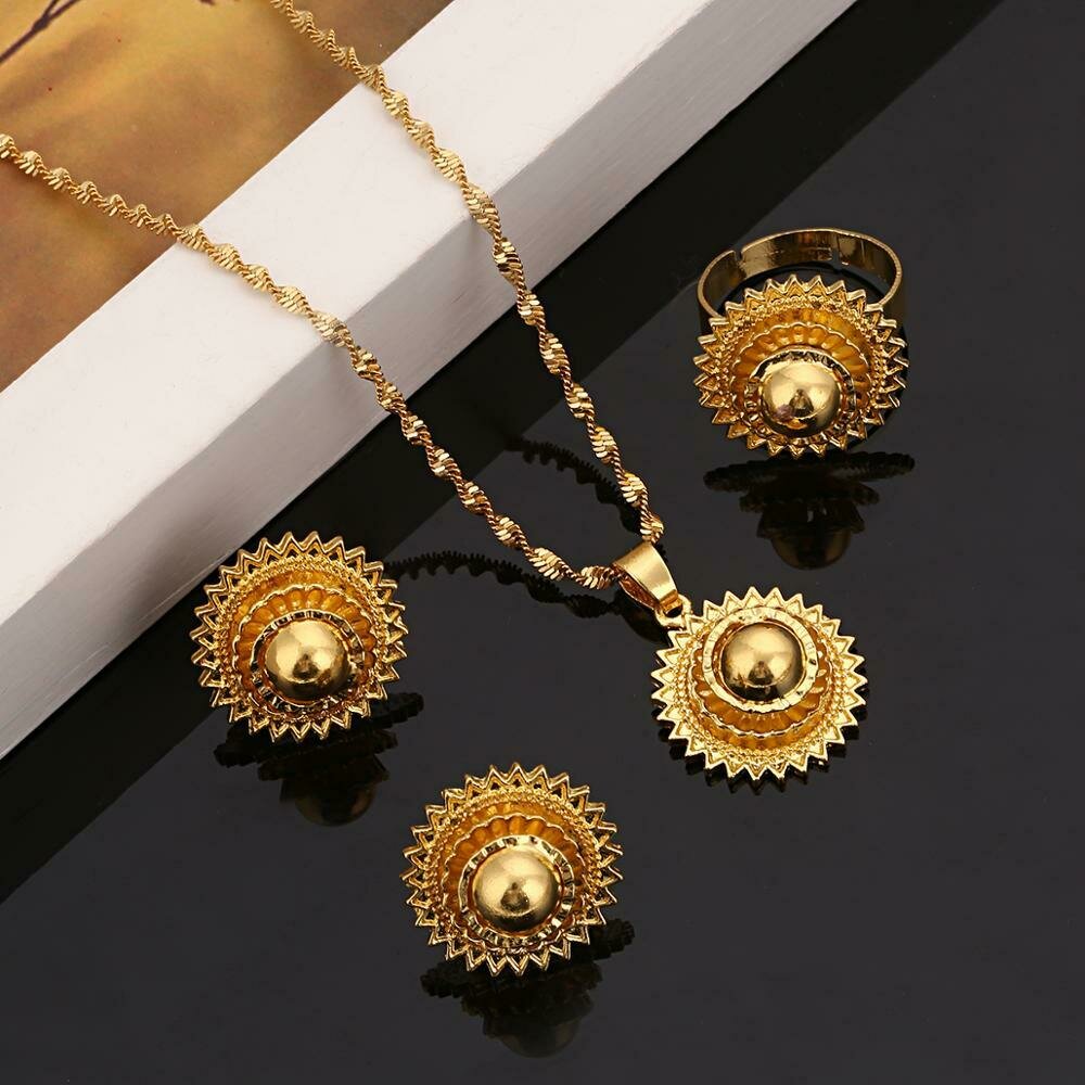Gold Color Promotion Ethiopian Joias Ouro African Fashion Women Bridal Jewelry Set