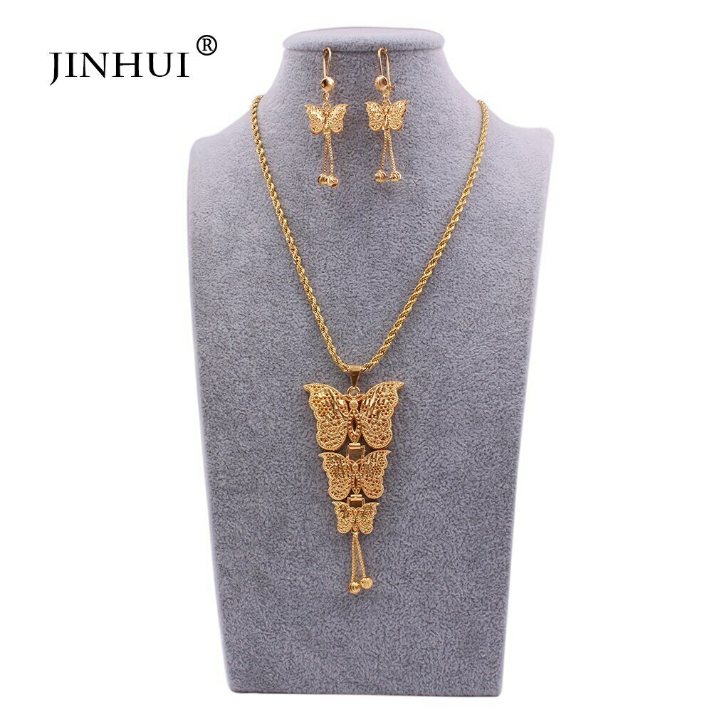 Jewelry-Sets Necklace Earrings Ethiopian Dubai Bridal 24k-Gold-Color Indian Pendant Gifts