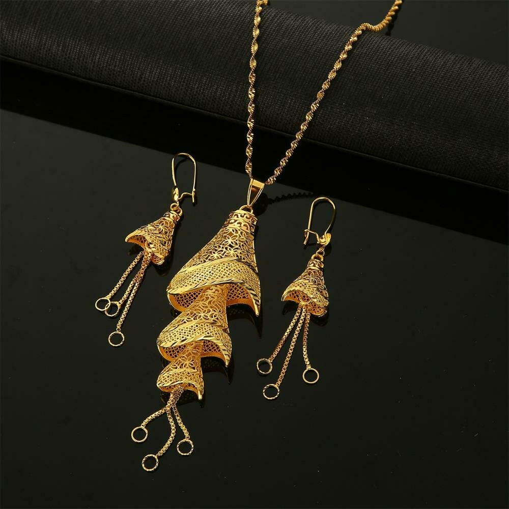 Earrings Women Jewelry-Set Necklaces Ethiopian Wedding-Party Fulani Gold-Color African