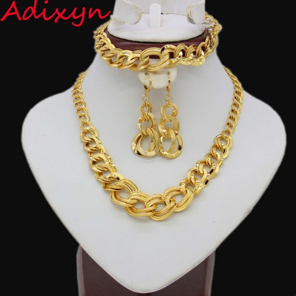 Wedding-Jewelry-Sets Ethiopian Earring/bracelet Eritrea/india Gift Gold-Color Women Adixyn