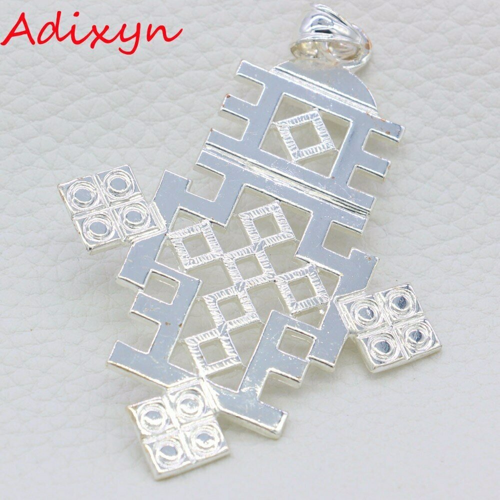 Pendant Ethiopian/african Cross-Necklace Adixyn Silver-Plated Women/men for Party Gifts