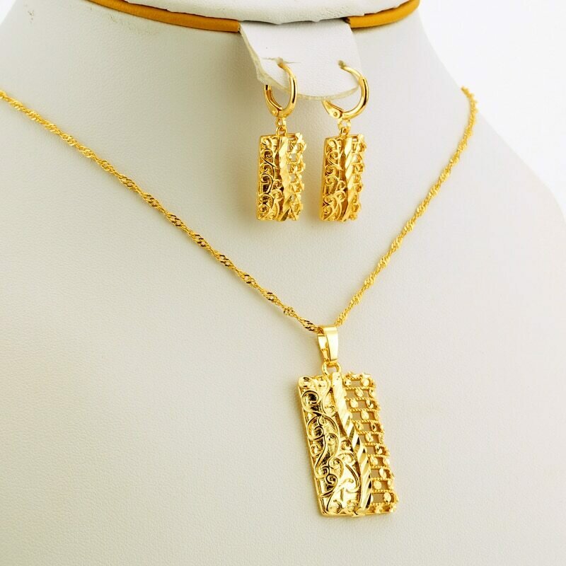 Jewelry-Sets Wedding-Gift Pendant/earring Nigerian Women's Jhplated with