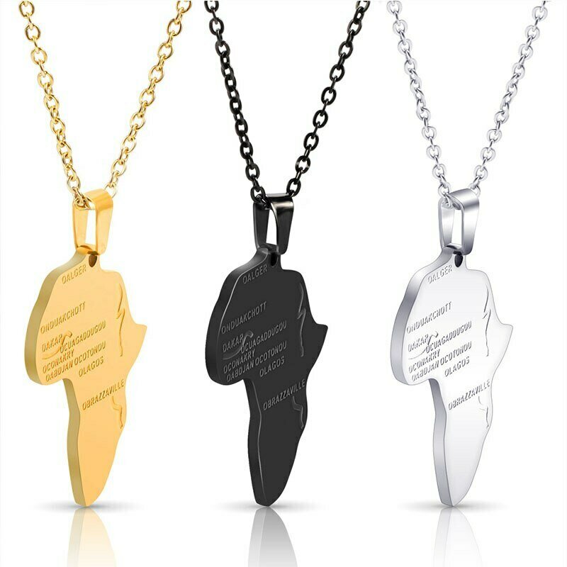 Pendant Necklace Ethiopian Jewelry African-Map Women Hiphop-Map Silver-Color/gold-Color
