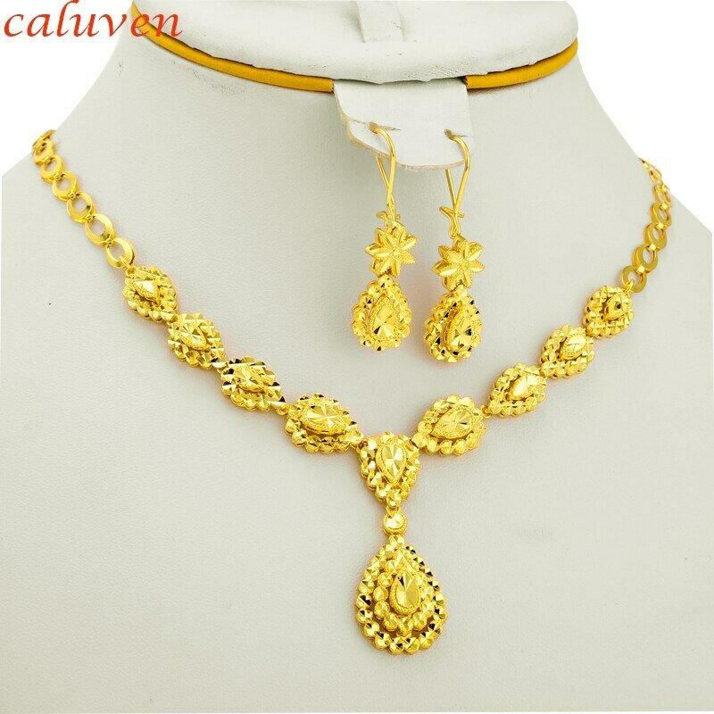 Ethiopian Jewelry Gold-Color-Sets Arab Bride Wedding-Necklace/earrings Gifts Africa Women