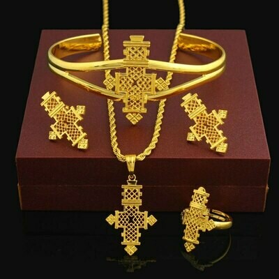 Jewelry-Sets Hot-Ethiopian 24k-Gold-Color Coptic Cross Eritrea/habasha