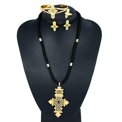 Party Jewelry Ethiopian Wedding Eritrean Cross African Romantic Ethlyn Bridal Gold-Color