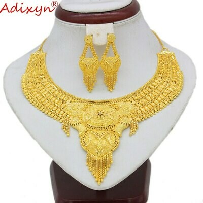 Jewelry-Set Earrings Necklace Ethiopian/dubai Gifts Gold-Color Elegant Wedding/party