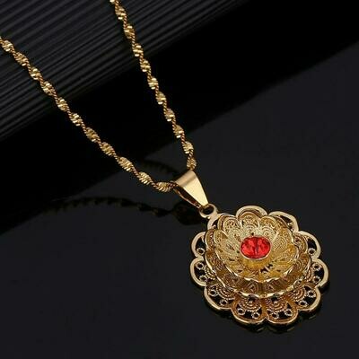 Necklaces Women Ethiopian Jewelry Flower-Chain Fashion Pendant Gold-Color African Dubai