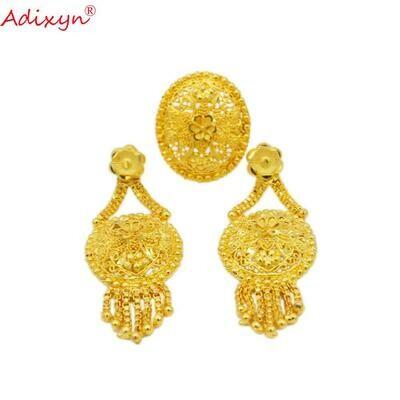 Jewelry Gifts Tassels-Ring/earring Gold-Color Arab/ethiopian Women/girls Adixyn Party