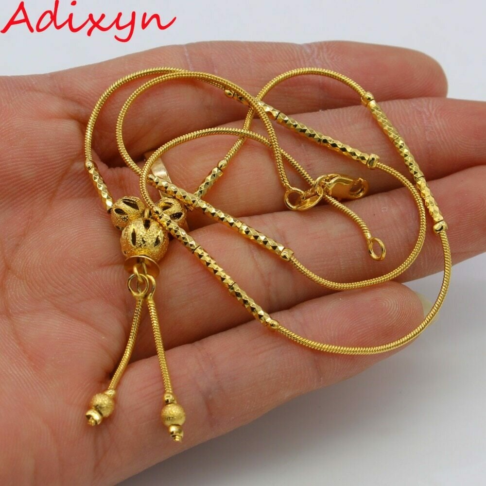 Adixyn Gold Bead Chain For Mens Womens Jewelry Gold Color Rosary Necklace African/Ethiopian/Nigeria