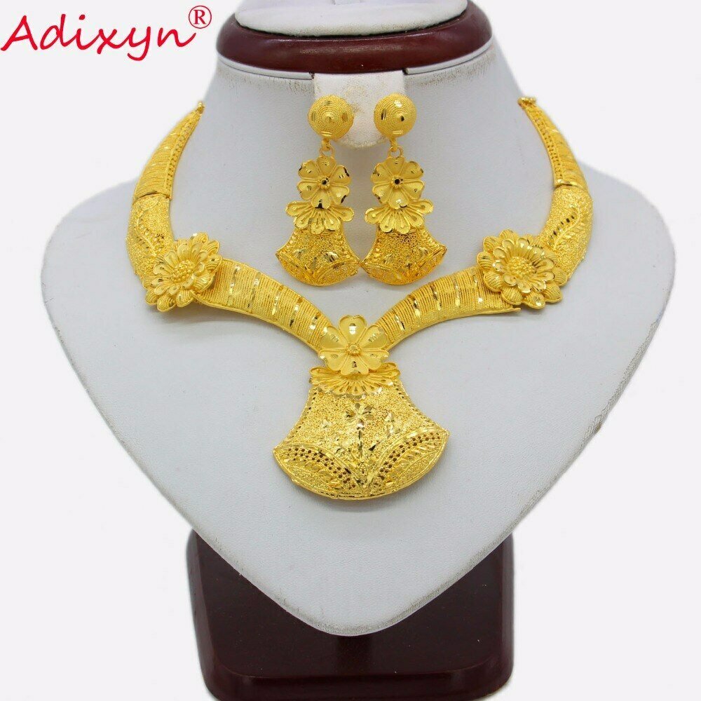 Jewelry-Set Necklace/earrings Gifts Gold-Color Ethiopian/african Wedding/party Women