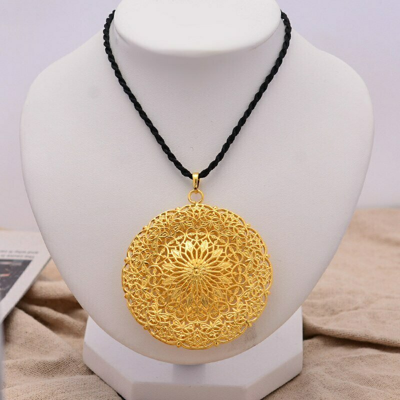 24K Nation Gold Color Guard Big Necklace pendant for Man Women/Girls Jewelry with Round