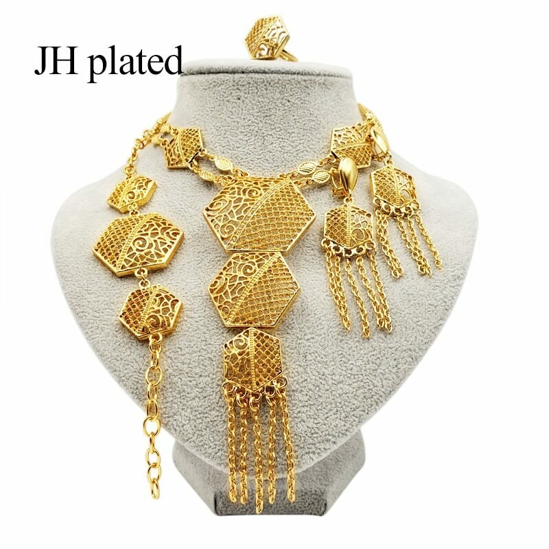 Jewelry-Set Necklace Earrings Ethiopian Turkish Ring-Bracelet Gift Gold Wholesale Women