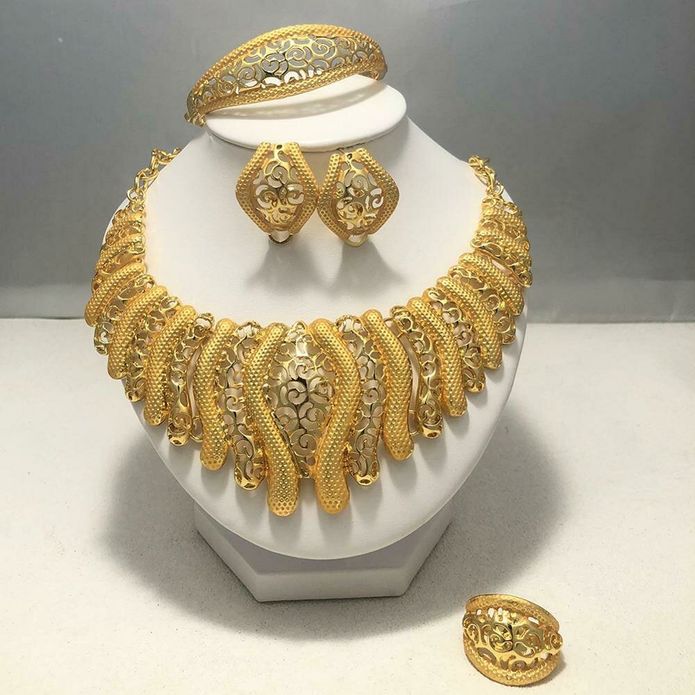 Jewelry-Sets Necklaces-Earrings Ethiopian-Pendant Dubai African Luxury Gold-Color Women