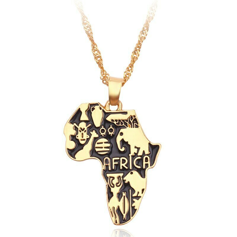 Pendant Necklace Ethiopian-Jewelry Africa-Map Wholesale Women/men Maps Hiphop