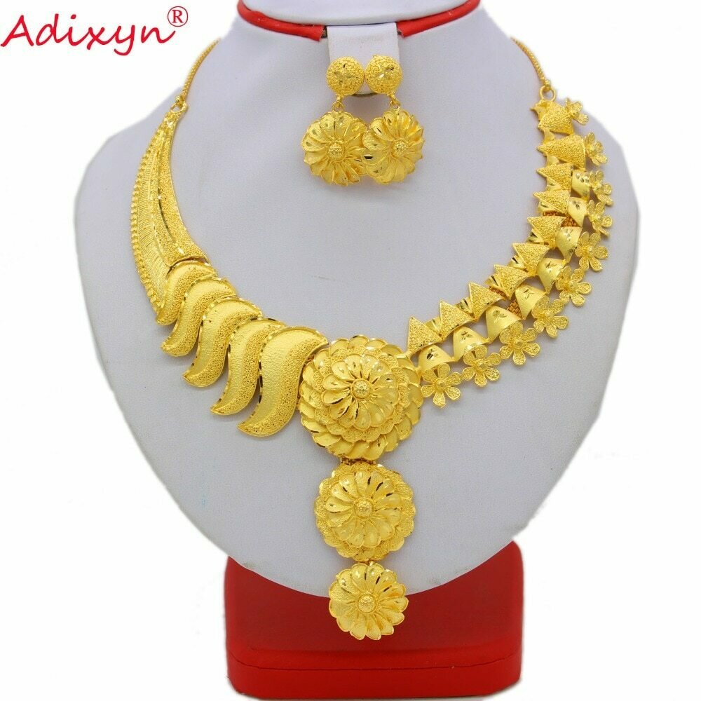 Jewelry-Set Earrings Necklace Gold-Color/copper-Jewelry India Wedding-Gifts Bridal African/ethiopian