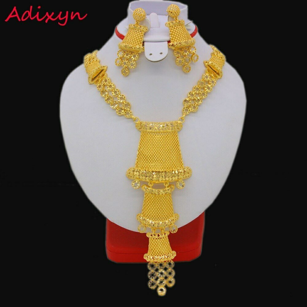 Jewelry-Sets Necklace/earrings Wedding-Gifts Gold-Color Arab/ethiopian Luxury Women