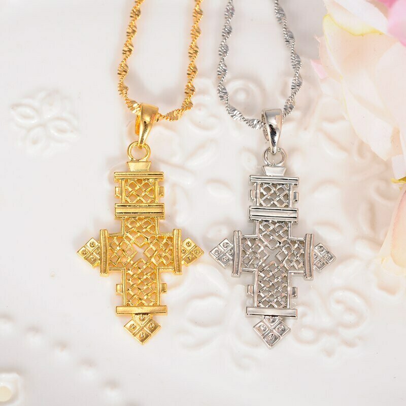 Cross-Pendant-Necklaces Ethiopia Crosses Jewelry Gold-Africa Women/men Bangrui for Big