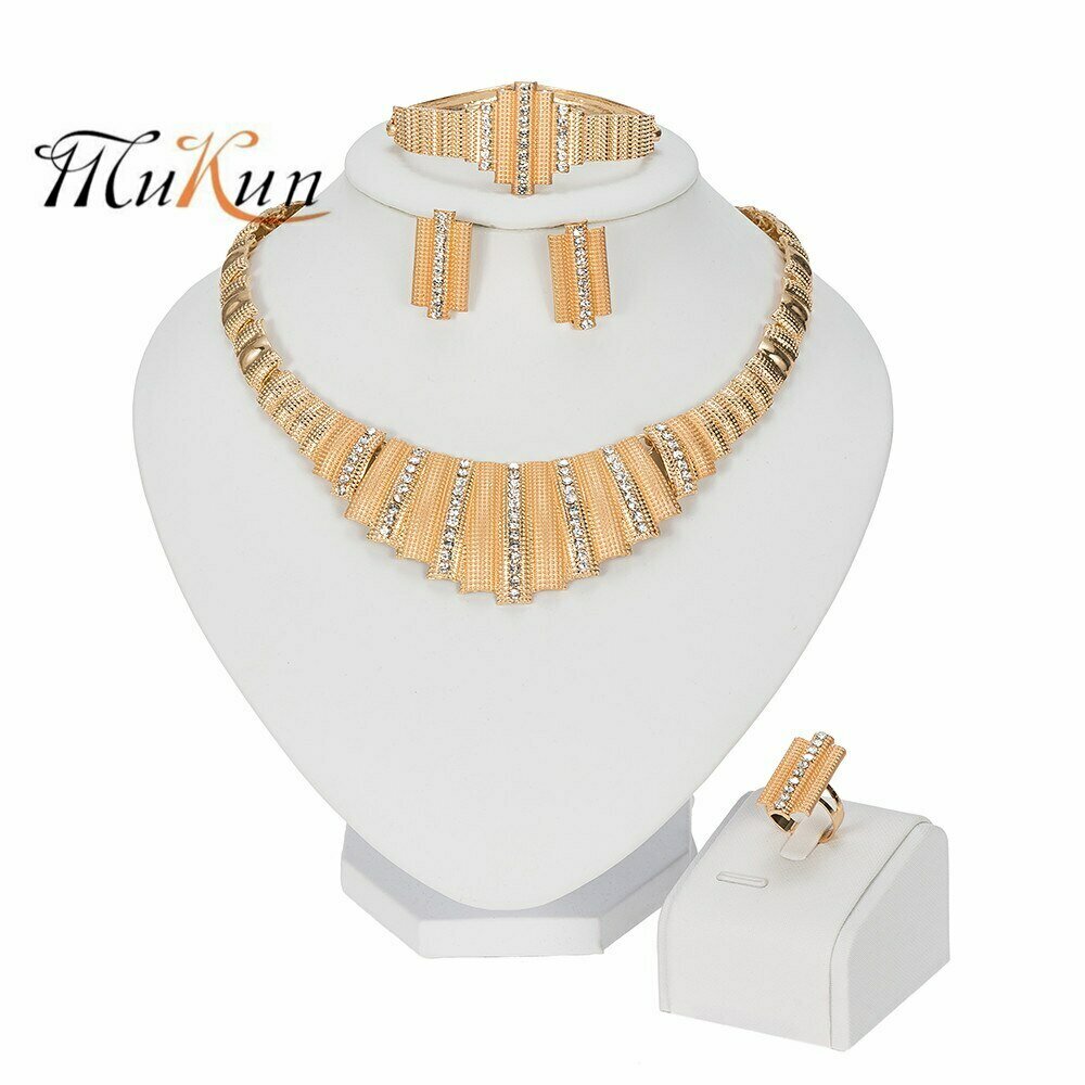 Jewelry-Sets Ethiopian-Pendant Dubai African Middle-Eastern Necklaces-Earrings Gold-Color
