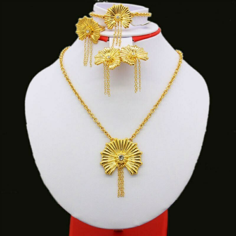 Jewelry-Sets Ethiopian Bride Pendant/earring Wedding-Gifts Gold-Color Women for African