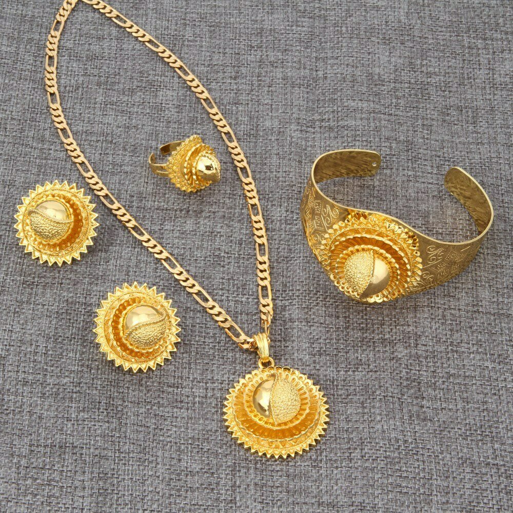 Jewelry Ethiopian Habesha Gold Wedding-Sets Gift Eritrea Africa Bridal Bangrui Men 24K