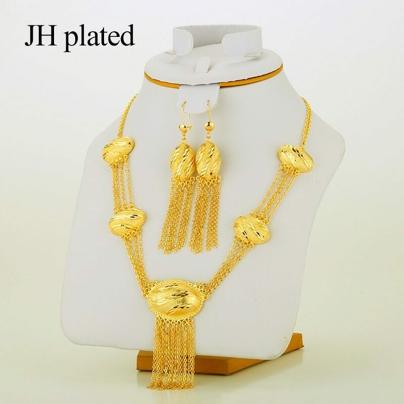 Jewelry-Set Ethiopian Nigerian Jhplated Dubai Tassel-African Gold-Color Wedding