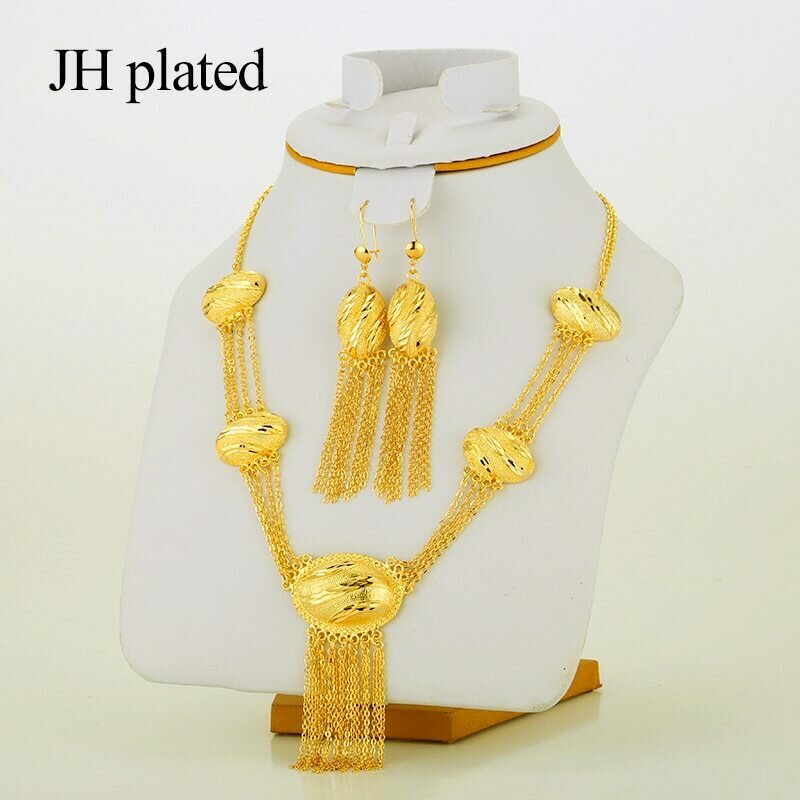 Jewelry-Set Ethiopian Nigerian Jhplated Dubai Tassel-African Gold-Color Wedding