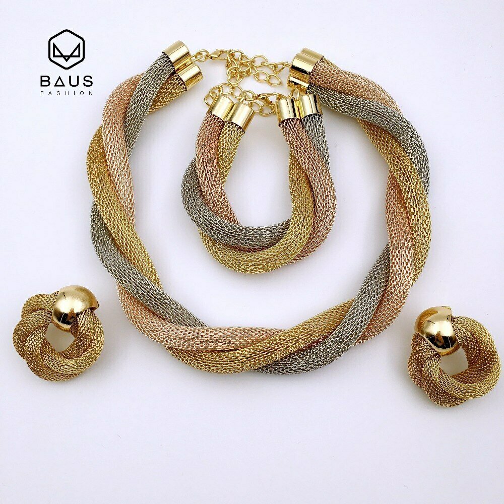 Necklace Jewelry-Set Ethiopian Dubai Nigerian African Beads Wedding Color Rose Two-Tone