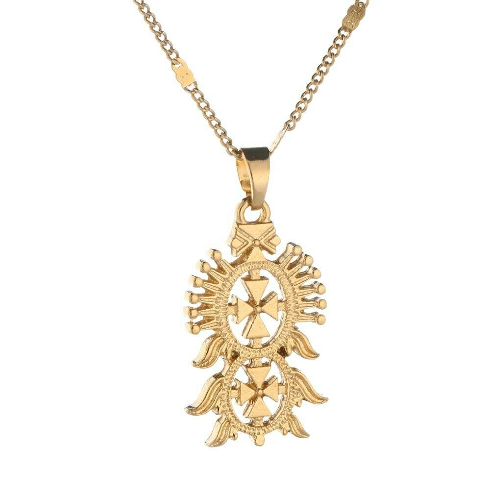 Cross-Pendant-Necklaces Jewelry Ethiopian Gold-Color Men Women Trendy for Eritrea-Chain