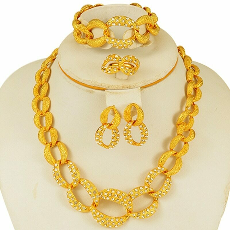Jewelry-Sets Bracelet Earrings Necklace Ethiopian Wedding-Gift Dubai Gold African Collares