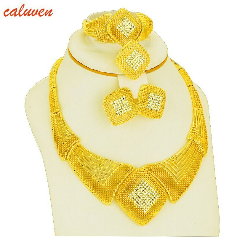 Wedding-Gift Jewelry Ethiopian-Dubai Gold-Color-Sets Arab Bride Necklace/earrings Africa